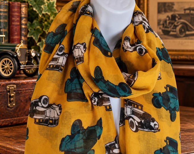 Mustard scarf / vintage car Scarf / Fashion Accessories classic car scarves