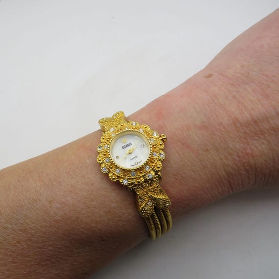 Vintage cocktail watch / Quartz watch / gold watch /  womens Watch /  Gift for her (f4)