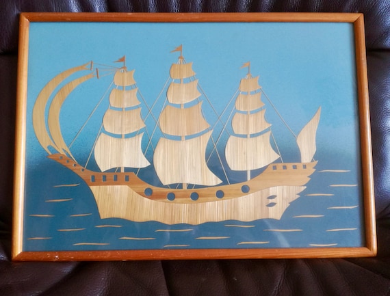 Vintage Art / detailed old wooden Boat / quirky / retro artwork / art /