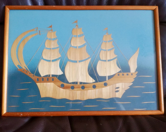 Vintage Art / detailed old wooden Boat / quirky / retro artwork / art /