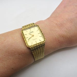 Vintage rectangle watch / tank Watch 8" wrist max  / gold watch / quartz watch / Vintage Limit Watch / M2