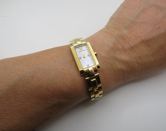 vintage gold armani watch rectangle watch / Emporio Armani  Quartz watch / vintage wrist watch / Swiss watch / vintage ladies  watch / T13