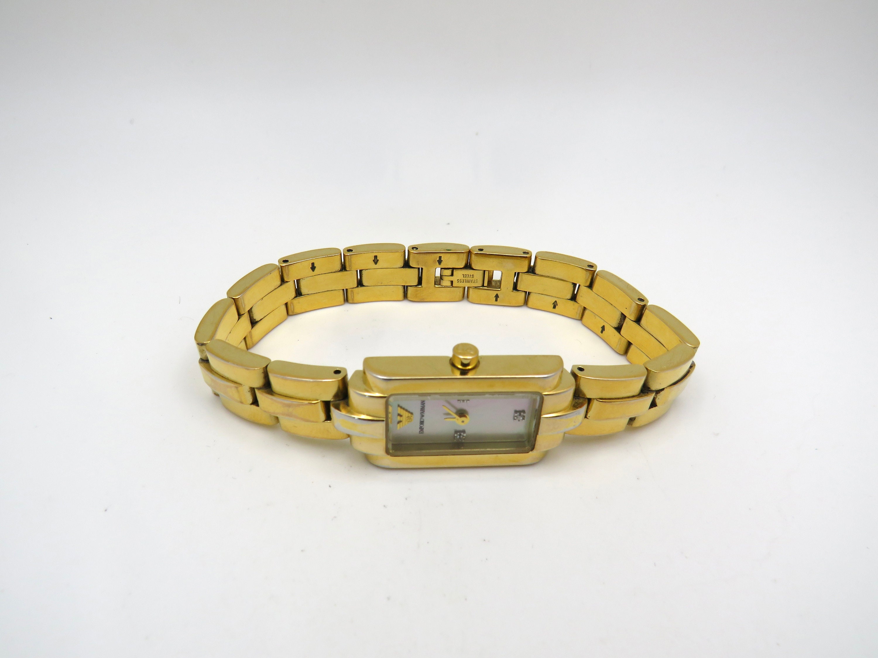 vintage gold armani watch rectangle watch Emporio Armani Quartz watch vintage wrist watch Swiss watch vintage ladies watch T13