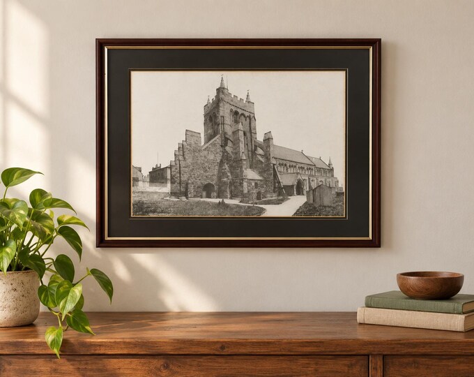 Vintage Hartlepool Print, St Hildas Church, North East England