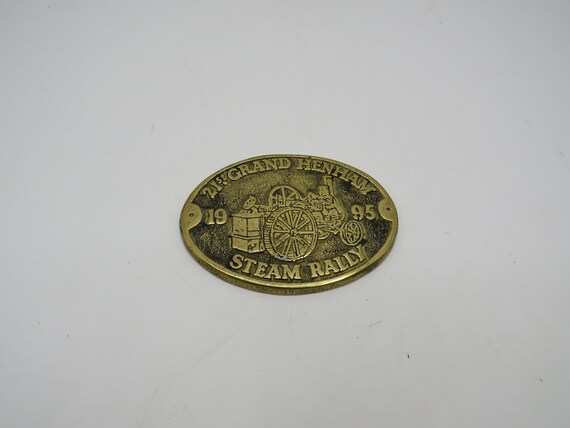 vintage steam rally / Brass 21st grand henham steam rally 1995/  brass Vintage horse shoe medallions  Horse Brass