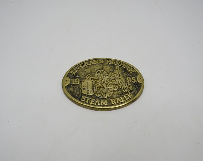 vintage steam rally / Brass 21st grand henham steam rally 1995/  brass Vintage horse shoe medallions  Horse Brass