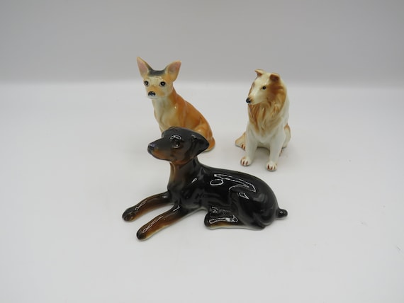 vintage Dog Lover / 3x Collectable dogs / dog Ornament pottery figure / retro /