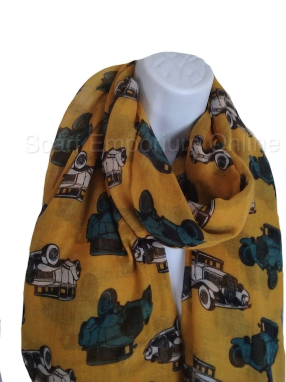 Mustard scarf / vintage car Scarf / Fashion Accessories classic car scarves