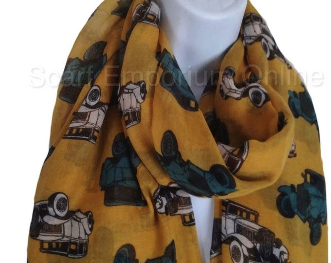 Mustard scarf / vintage car Scarf / Fashion Accessories classic car scarves