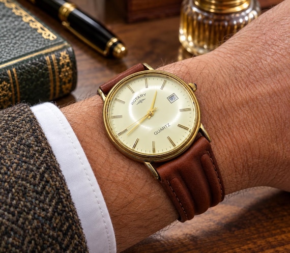 Vintage watch / Rotary watch / Gold plated dress watch / gold Quartz watch / gents Gold Plated Dress Watch / Watch / Gift for him u30