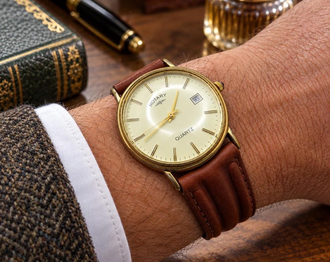 Vintage watch / Rotary watch / Gold plated dress watch / gold Quartz watch / gents Gold Plated Dress Watch / Watch / Gift for him u30