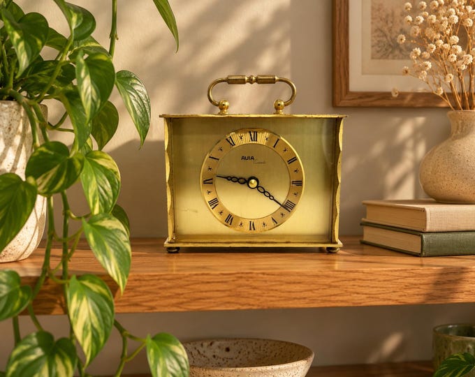 vintage clock / Avia Mantle clock   / carriage  clock / Avia Clock / retro clock  / vintage  Germany  /  Working clock /