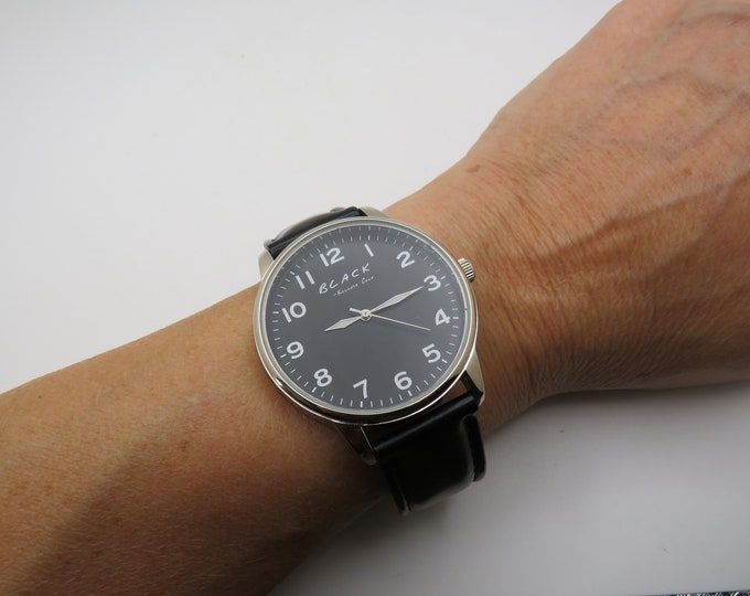 kenneth cole black cologne watch  / 7.8" wrist size / vintage fashion watch / Japan watch / aftershave Watch / watches (k8)