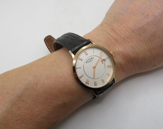 Vintage Rotary watch / fits a large wrist / white dial watch / vintage gents Watch / watch / vintage sport  / gift for him (J23)