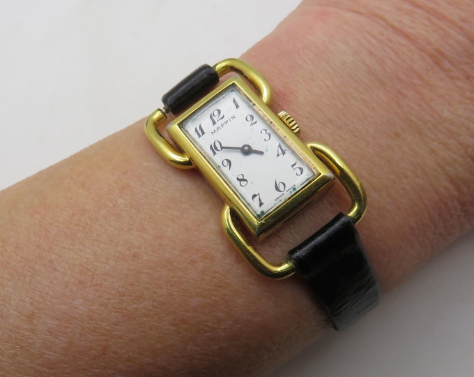 vintage mappin tank swiss watch/ mechanical watch / vintage rectangle wrist watch / vintage Watch / wrist5.8- 7.5" max / ladies  watch