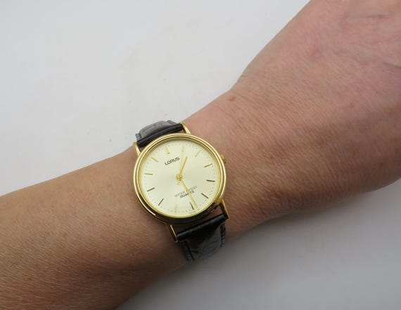 Vintage gold watch / Gold plated dress watch / gold Quartz watch / gents Gold Plated Thin Watch /  Watch / Gift for him (u13)