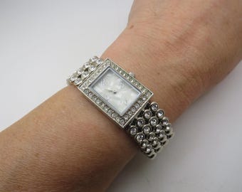Vintage Avon watch / rectangle quartz watch / stainless watch / diamond style  ladies gift (m15)