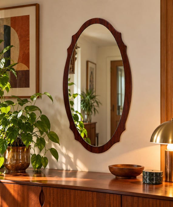 VINTAGE teak mirror / Retro Scandinavian Teak / Dark teak Framed Mirror / 1960s / retro home decor / teak mirror / retro teak /