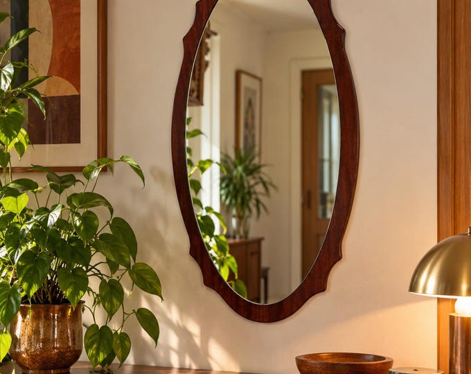 VINTAGE teak mirror / Retro Scandinavian Teak / Dark teak Framed Mirror / 1960s / retro home decor / teak mirror / retro teak /