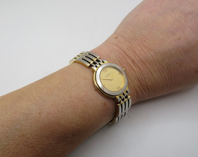 Vintage gold watch / 7.2" wrist  / herbelin watch / vintage Watch / gold dial watch / vintage sport / watch / gift for her / i7