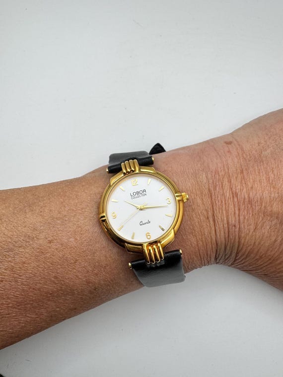 Vintage LOBOR Quartz Watch, 23K Gold Plated, 34mm (P26)