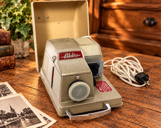 Aldis 303 Slide Projector, Mid-Century Modern with Vintage Box