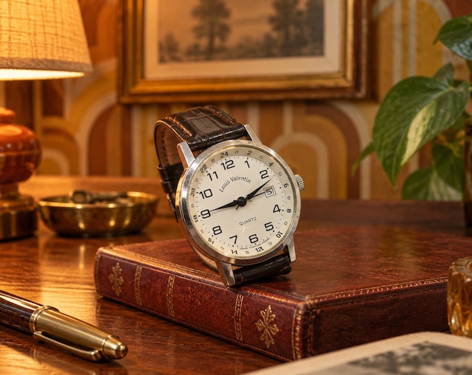 Vintage watch / date watch / White dial Quartz watch / womens Watch /  ladies Watch /  Gift for her