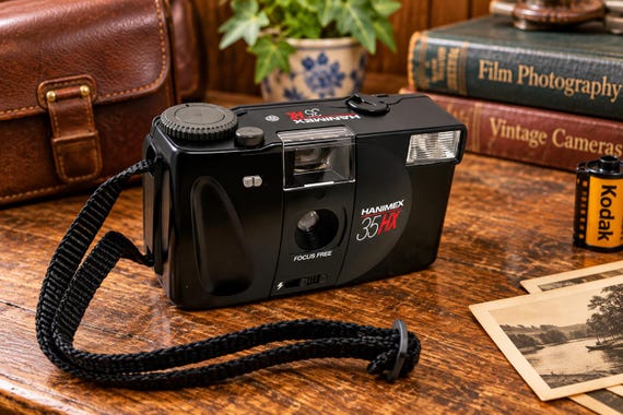 vintage Hanimex 35HL motor /  35mm Film Compact Camera / point and shot / Tested /  Tele 35mm  / cinema trip s  / RB