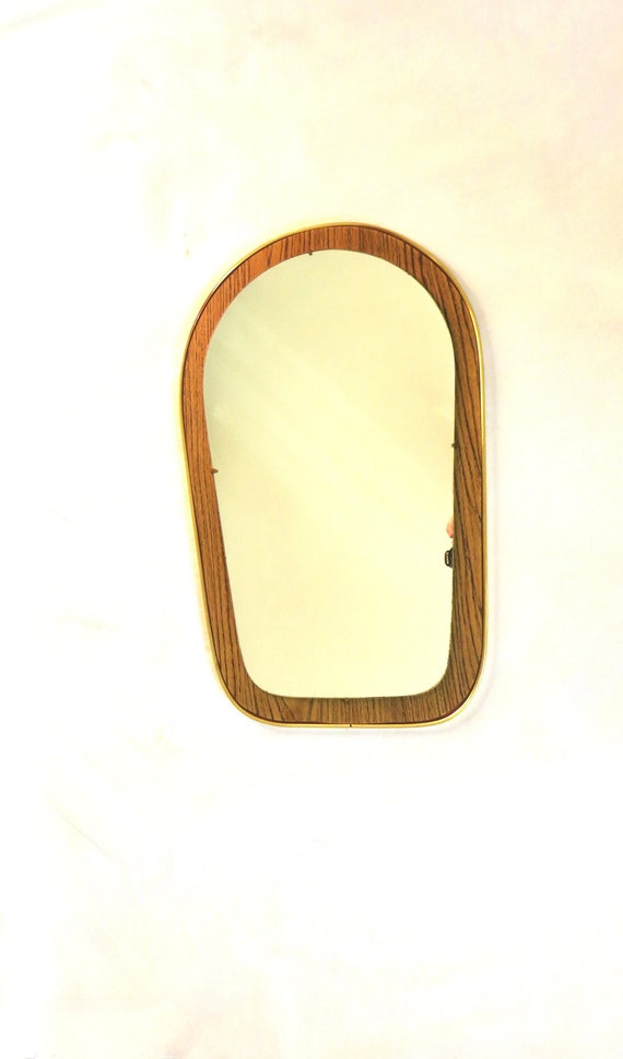 Vintage Formica atomic / RETRO Scandinavian / teak Framed Mirror C:1960s / retro home decor / teak mirror / retro teak /