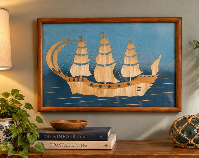 Vintage Art / detailed old wooden Boat / quirky / retro artwork / art /