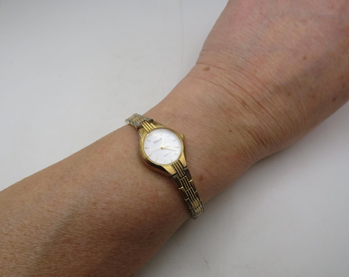 Vintage Gold Ladies Watch by F Hinds, Fits 6" Wrist (J7)