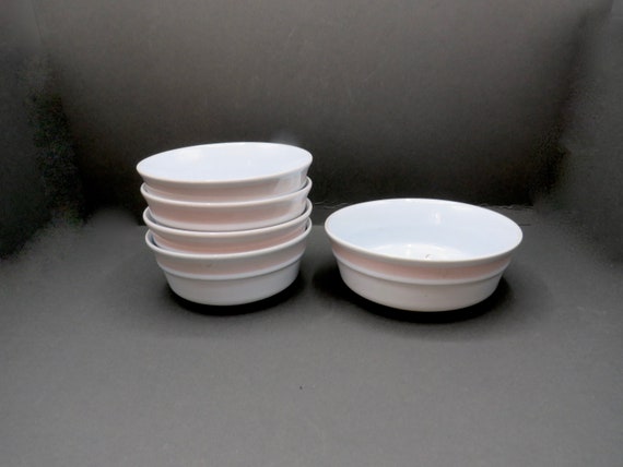 Vintage Denby Normandy bowl in With and pink / 5x bowls  Langley - Vintage Dinnerware / Pink Flower / Vintage / Drink ware  / England