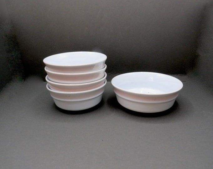 Vintage Denby Normandy bowl in With and pink / 5x bowls  Langley - Vintage Dinnerware / Pink Flower / Vintage / Drink ware  / England