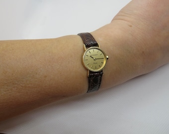vintage 9ct gold womens watch montfort swiss 9ct watch watch /  Swiss eta  watch / Gold watch / watch / vintage ladies / watch