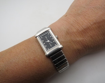 Vintage ELLE / womans watch square Watch / Black fashion Watches /  Gift for her / 6.2" wrist (h25)