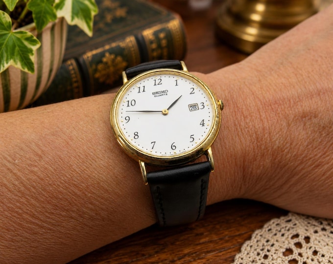 Vintage watch watch / seiko Gold plated dress watch / gold Quartz watch / gents Gold Plated seiko Dress Watch /  Watch /  Gift for him (s6)