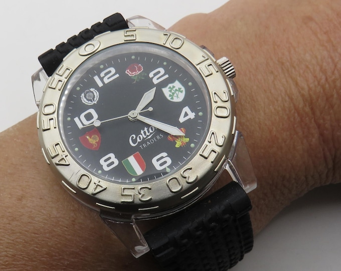 sport watch / cotton traders watch / Quartz watch / black dial watch / gents Watch / watch / vintage divers watch / mens watch x20