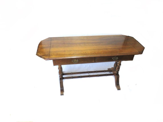 vintage drop leaf table Desk / Dove tail / Folding Table / drop leaf library table / movie prop