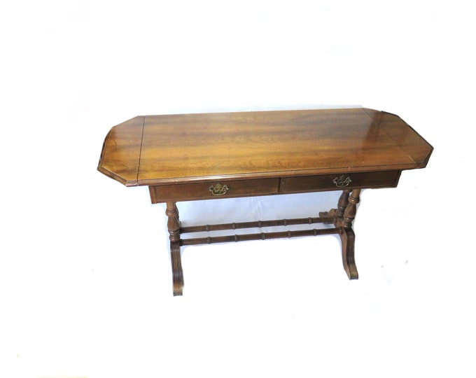 vintage drop leaf table Desk / Dove tail / Folding Table / drop leaf library table / movie prop