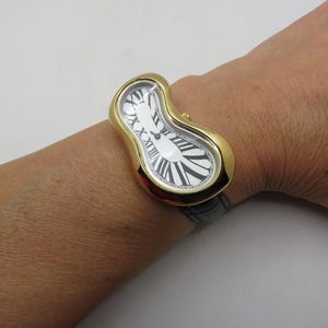Salvador Dali Melting Watch: Gold & Black Croc Strap, Pintime