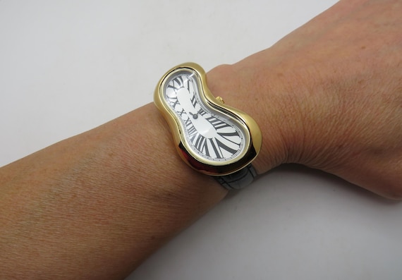 Salvador Dali Melting Watch: Gold & Black Croc Strap, Pintime Geneve (BB24)