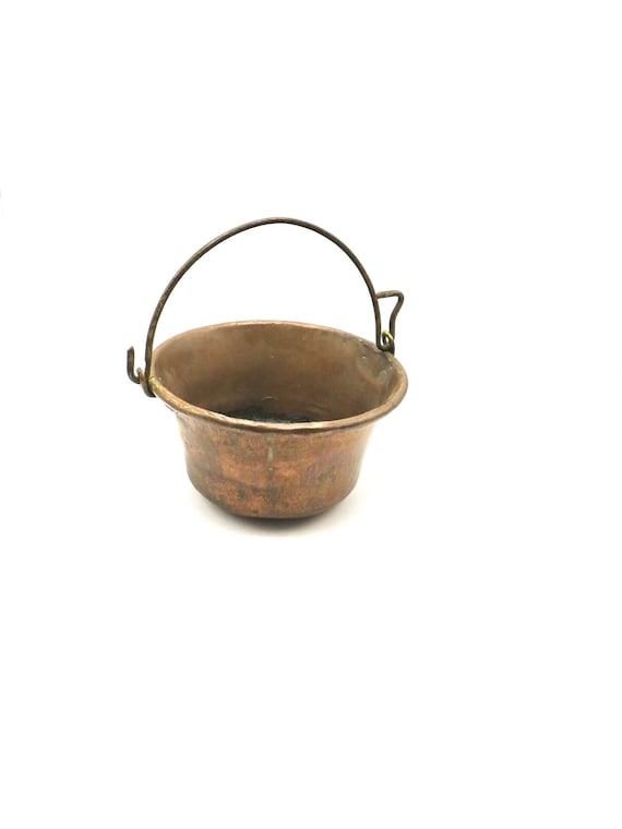 Vintage Copper bucket  / Vintage wood burner / Vintage kitchen / vintage gift / copper planter