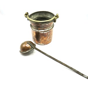 Vintage Kupfer Eimer mit Klöpfchen / Vintage Holzbrenner / Vintage Küche / Vintage Geschenk / Kupfer Übertopf