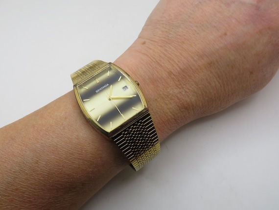 Vintage rectangle watch /  Tigers eye / tank Watch / 7.8" wrist max  / gold watch / watches / retro watch / mans watch  / vintage watch J2
