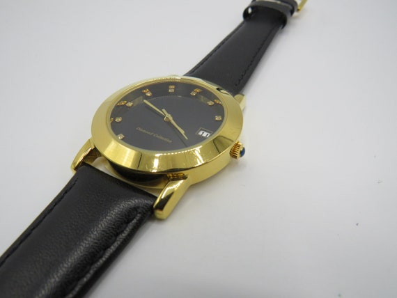 Vintage dress date gold watch / quartz watch / di… - image 3