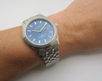 reloj vintage / reloj next / esfera azul / regalo para él / reloj de caballero / sirena de oficina / vintage / reloj de hombre u15