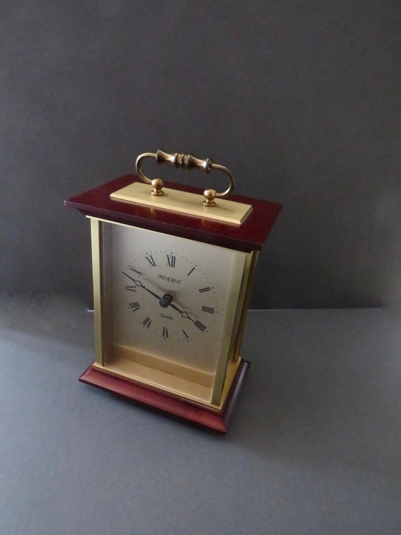 vintage Mantle clock   / carriage  clock / Made in Great Britain / german Clock movement  / retro clock  /  Working clock /
