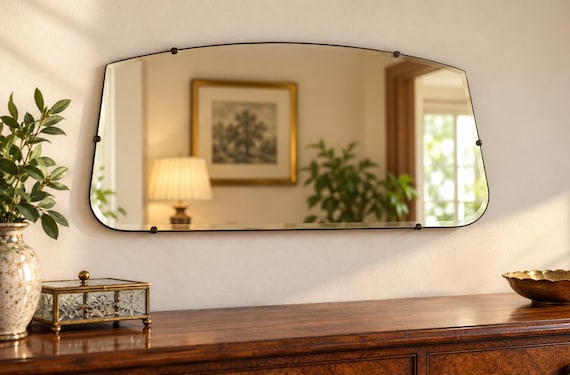 VINTAGE Lead mirror / wooden Mirror / 1940s / vintage home decor