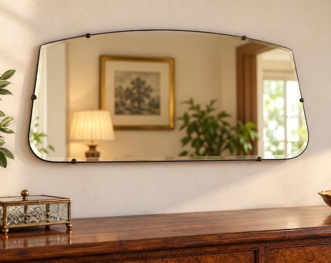 VINTAGE Lead mirror / wooden Mirror / 1940s / vintage home decor