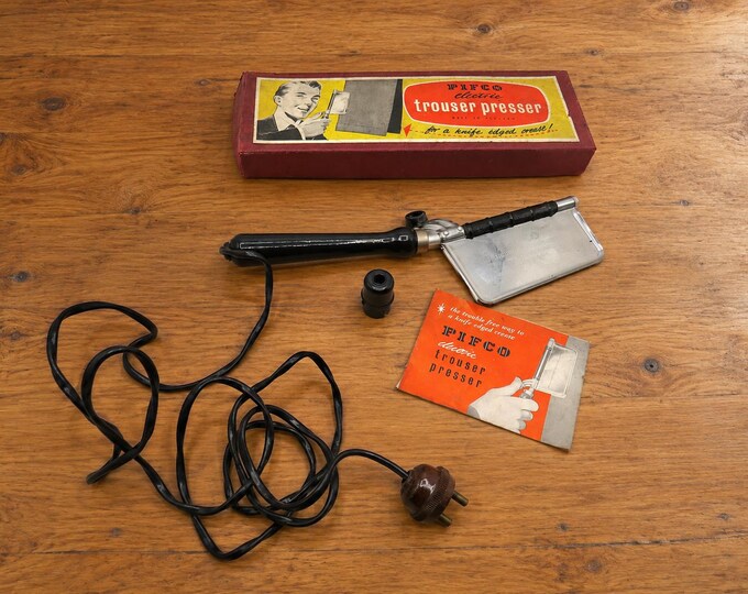 Vintage Pifco Electric Trouser Press / Made in England Bakelite plug / boxed like new